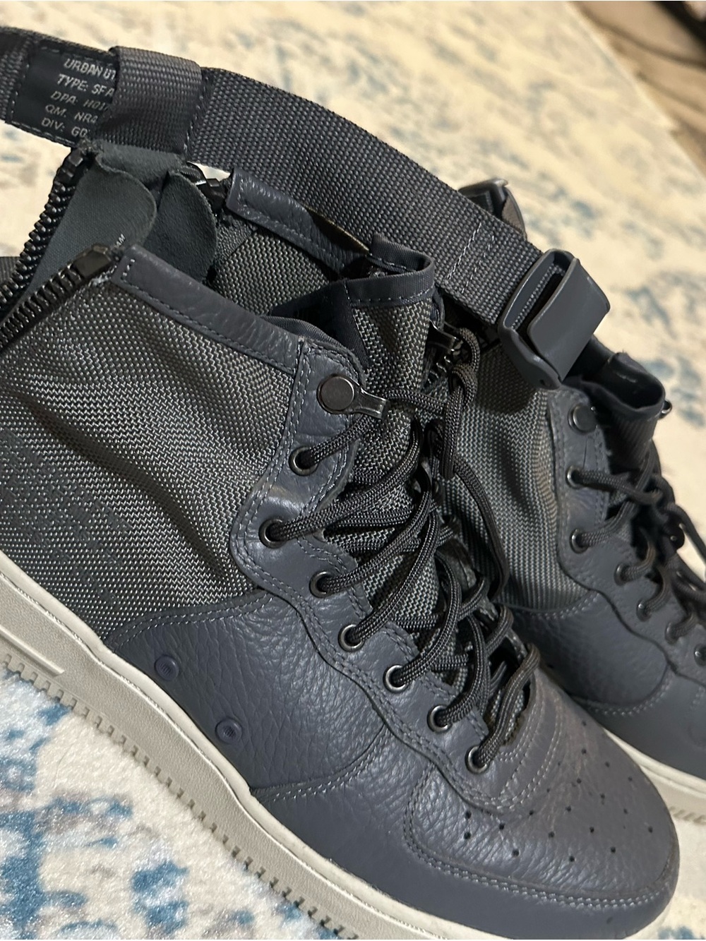 Dark Gray Nike High-Top Leather & Textile Sneakers